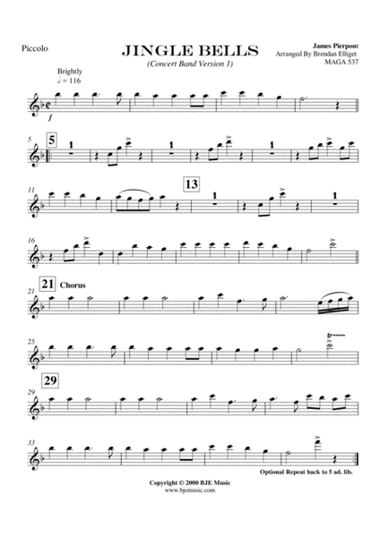 Jingle Bells - Concert Band Score and Parts PDF image number null