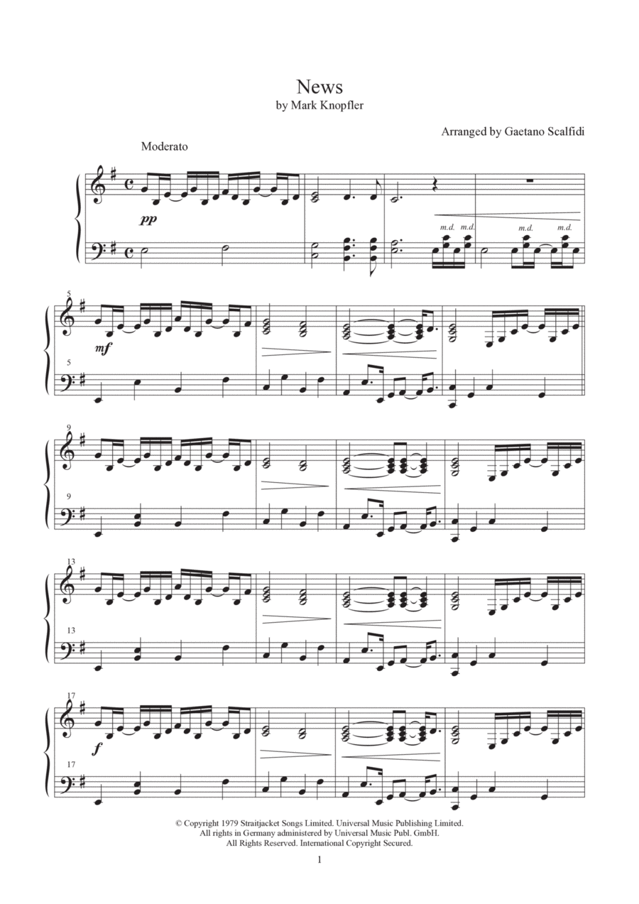 News Piano Solo scores gallery preview page 1