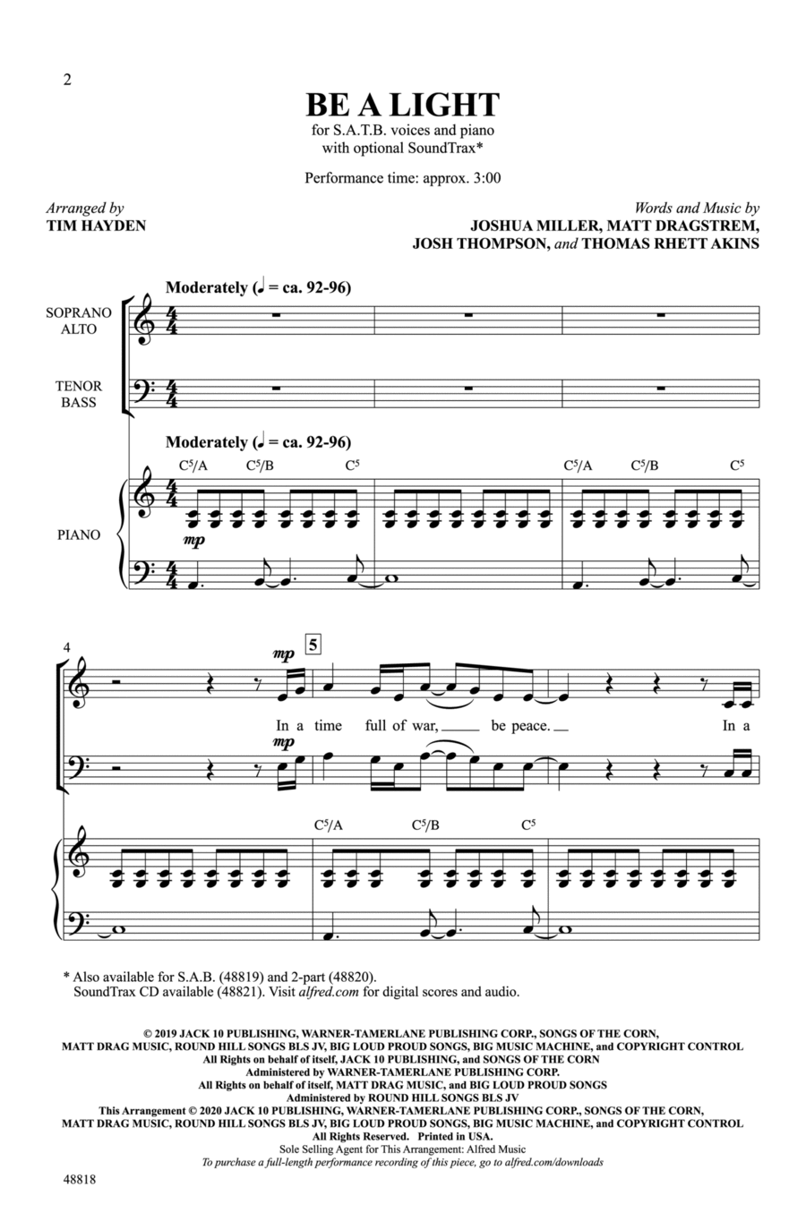 Be a Light Be a Light Choir scores gallery preview page 1