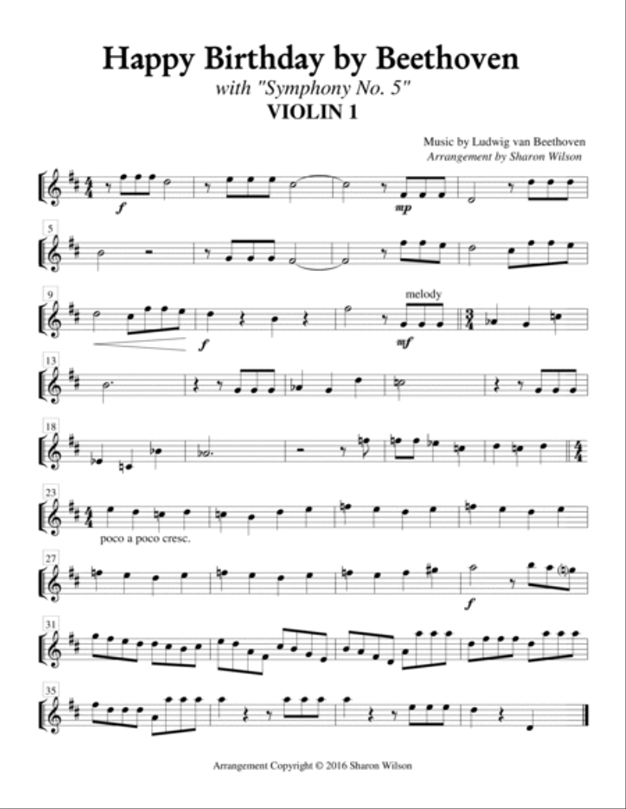Happy Birthday by Beethoven (for String Quartet) String Quartet scores gallery preview page 2