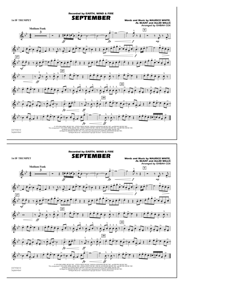 September - 1st Bb Trumpet Marching Band scores gallery preview page 1