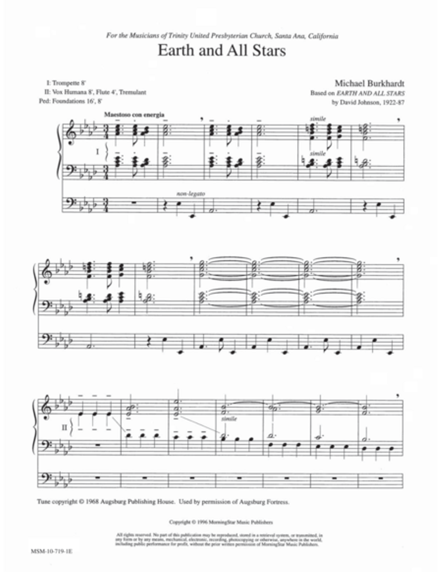 Earth and All Stars Organ scores gallery preview page 1