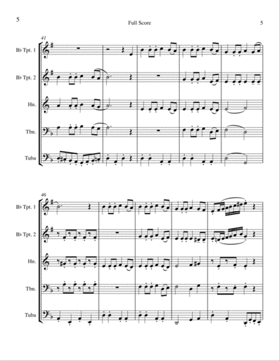 O Hanukkah for Brass Quinet Brass Ensemble scores gallery preview page 5
