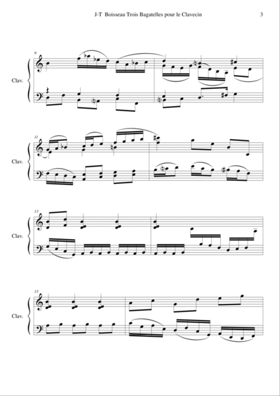 Jean-Thierry Boisseau : Trois Bagatelles pour clavecin Harpsichord scores gallery preview page 3