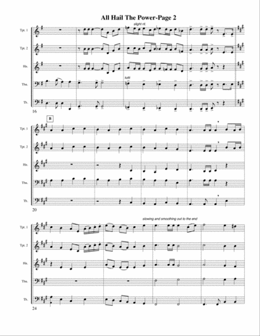 All Hail the Power of Jesus' Name (Coronation) for Brass Quintet Brass Quintet scores gallery preview page 2