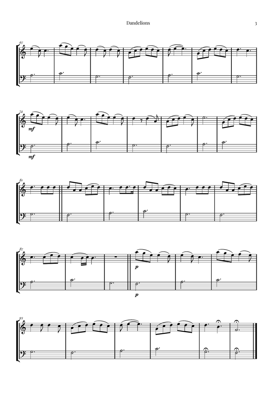 Dandelions String Duet scores gallery preview page 3
