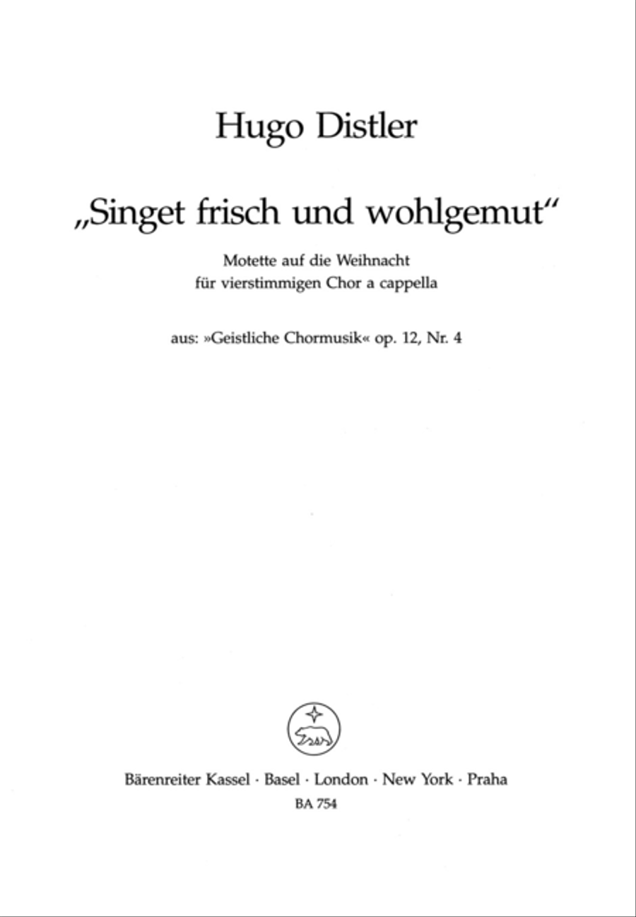 Singet frisch und wohlgemut for Four-part choir, op. 12/4 4-Part scores gallery preview page 1