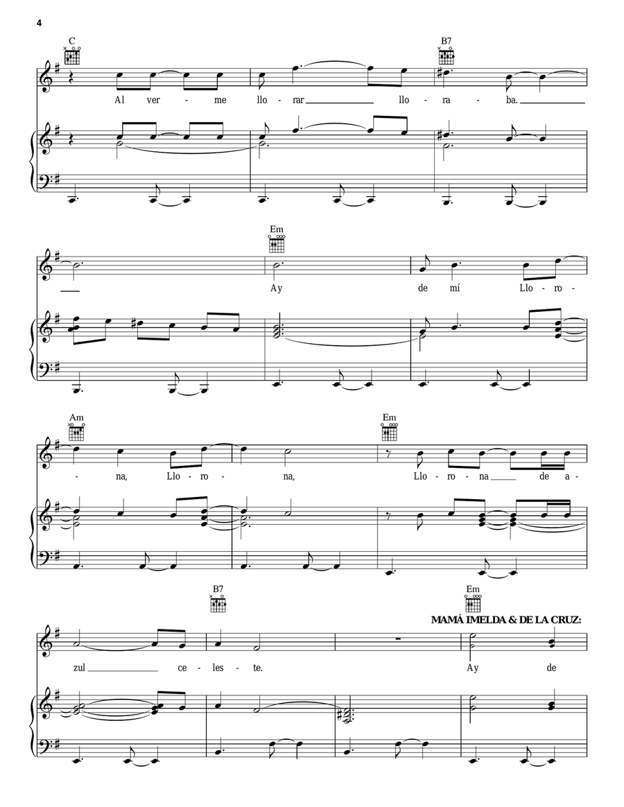 La Llorona (from Coco) Piano, Vocal, Guitar scores gallery preview page 4