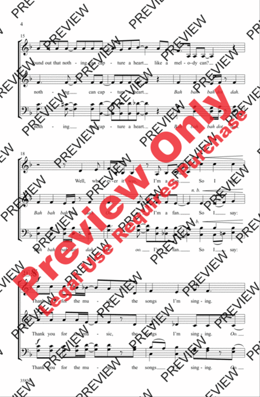 Thank You for the Music 4-Part scores gallery preview page 4