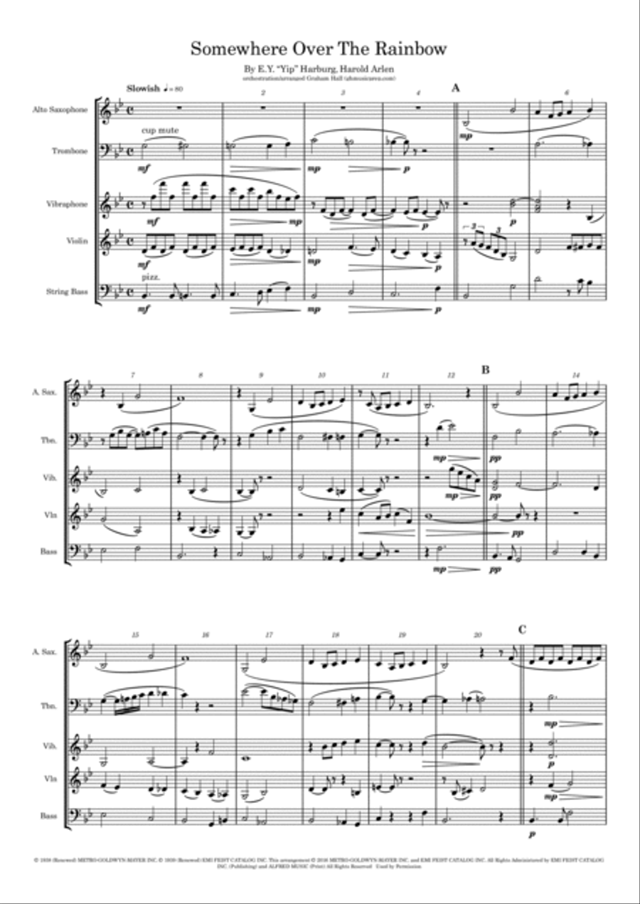 Over The Rainbow Small Ensemble scores gallery preview page 2