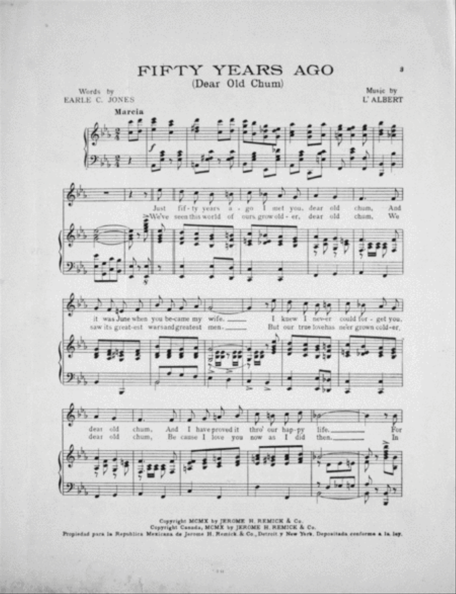 Fifty Years Ago (Dear Old Chums) Voice scores gallery preview page 2
