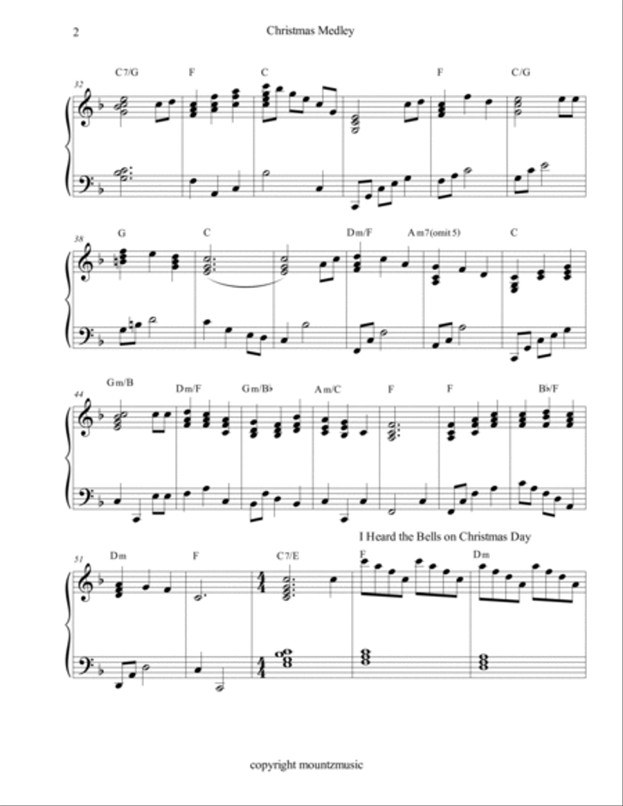 Christmas Medley for Piano Piano, Vocal, Guitar scores gallery preview page 3