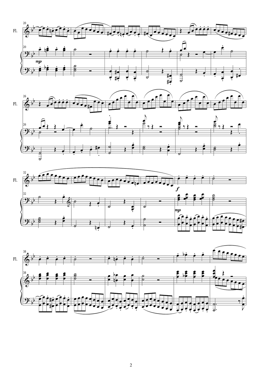Mozart - Symphony in G minor No.40 mov. 4 Allegro assai -Flute and Piano Flute Solo scores gallery preview page 2