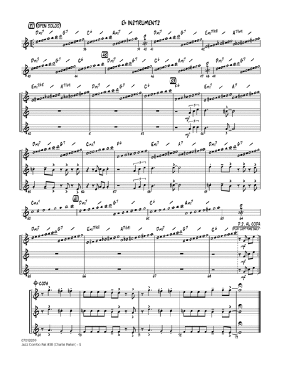 Jazz Combo Pak #38 (Charlie Parker) - Eb Instruments Jazz Ensemble scores gallery preview page 2