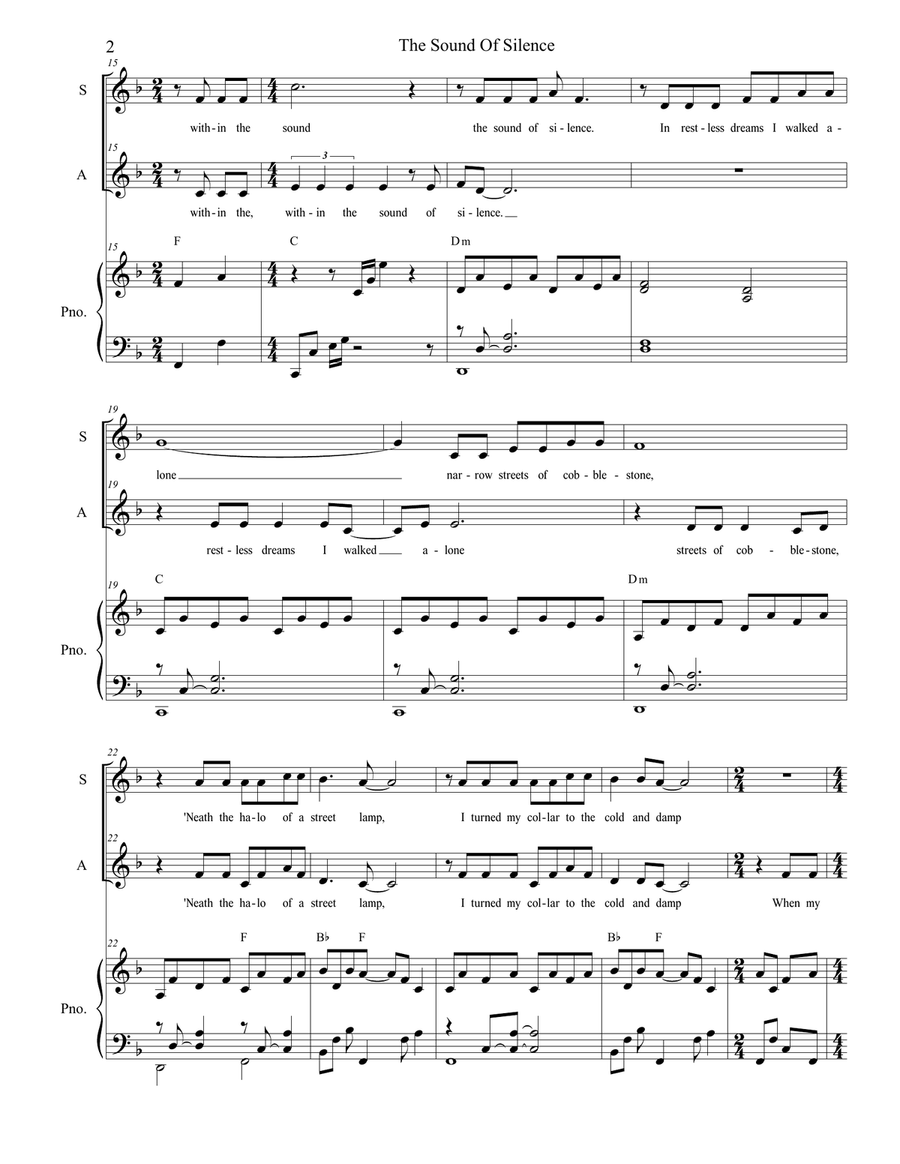 The Sound Of Silence Alto Voice scores gallery preview page 2