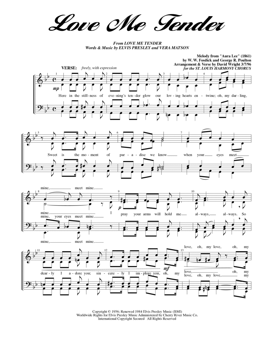 Love Me Tender Love Me Tender A Cappella scores gallery preview page 1
