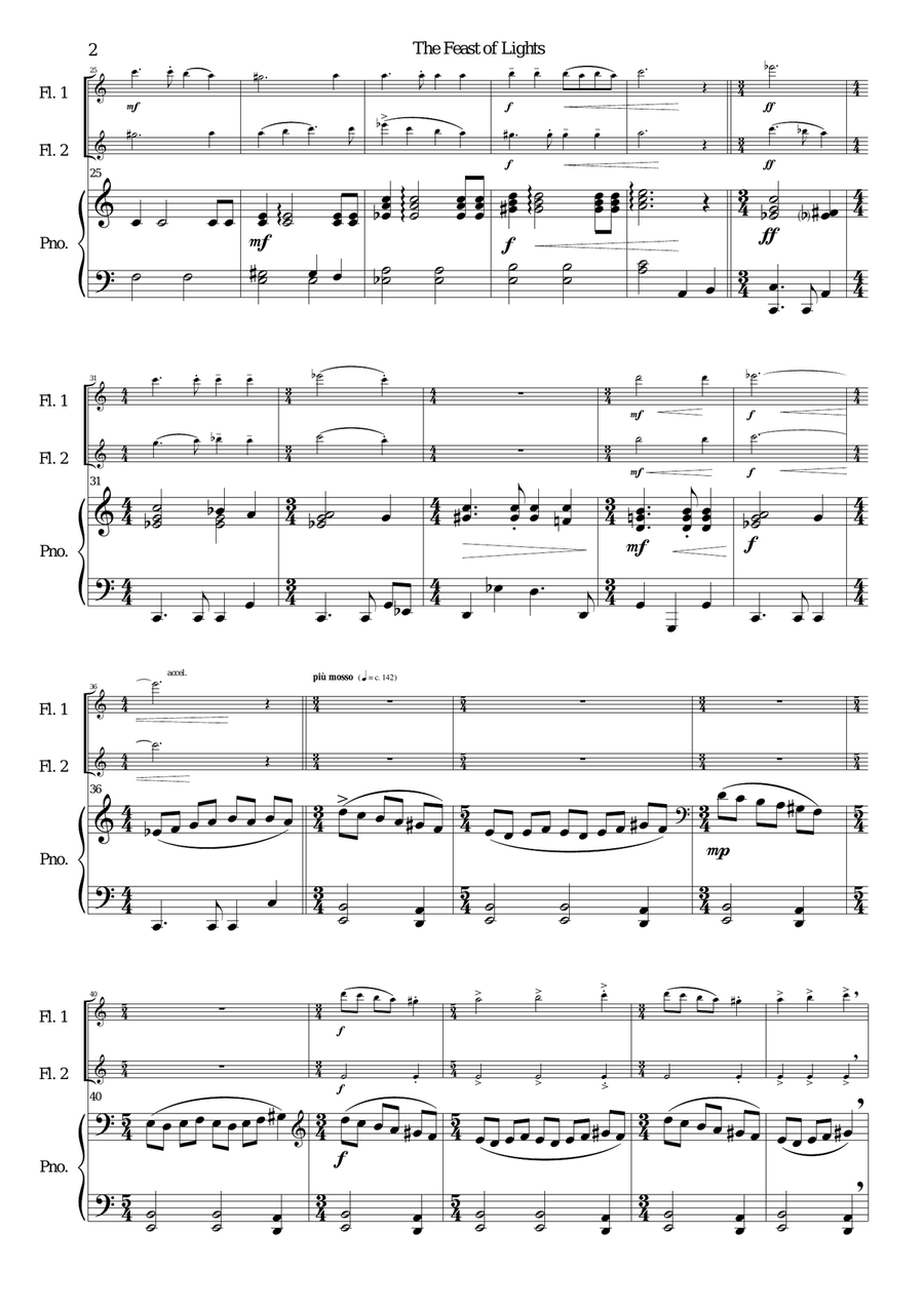 The Feast of Lights for 2 flutes and piano Flute Duet scores gallery preview page 2