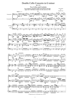 Vivaldi - Double Cello Concerto in G minor RV531 for Two Cellos and Cembalo (or Piano)