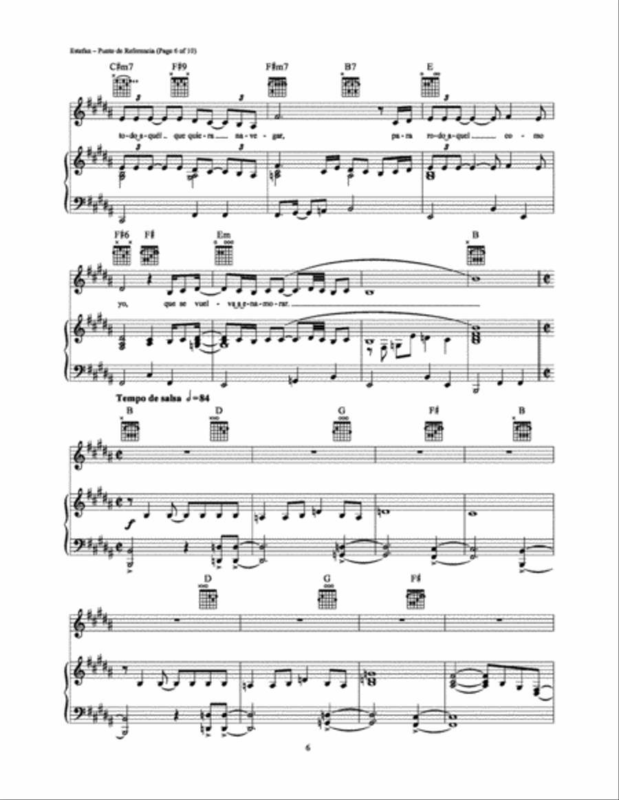 Punto de Referencia Piano, Vocal, Guitar scores gallery preview page 6
