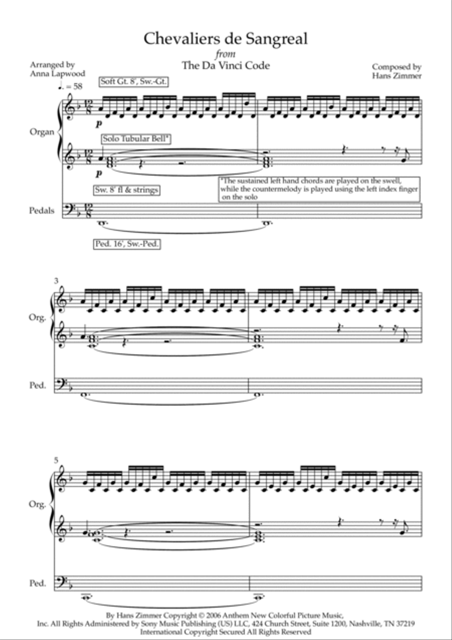 Chevalier De Sangreal Organ Solo scores gallery preview page 3