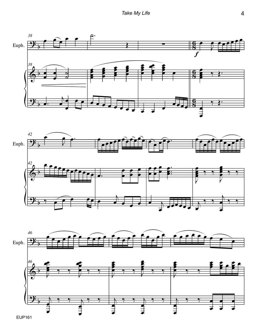 TAKE MY LIFE AND LET IT BE - EUPHONIUM SOLO (Trombone/Baritone TC) with Piano Baritone Horn TC scores gallery preview page 4
