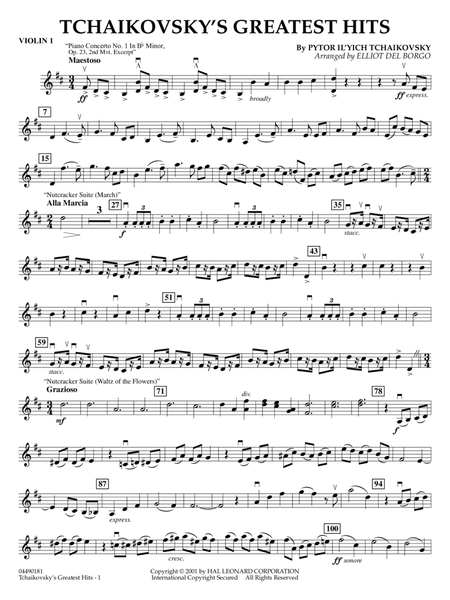 Tchaikovsky's Greatest Hits (arr. Elliot Del Borgo) - Violin 1