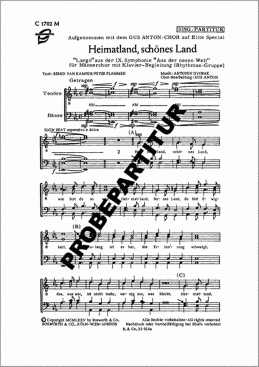 Heimatland, schönes Land Men's Choir scores gallery preview page 1
