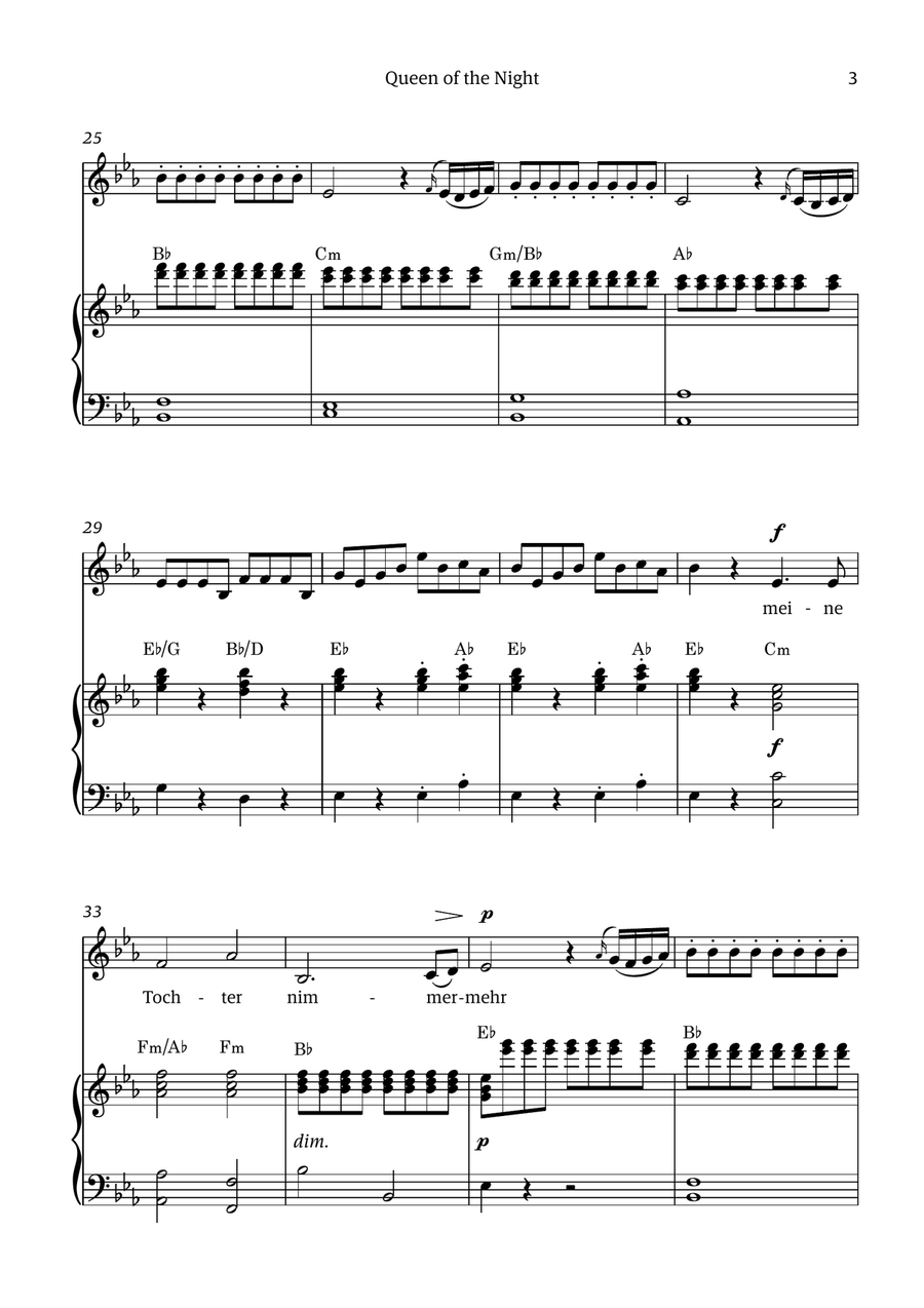 Queen of the Night (aria) - for ALTO in C minor (with chords) Chamber Music scores gallery preview page 3