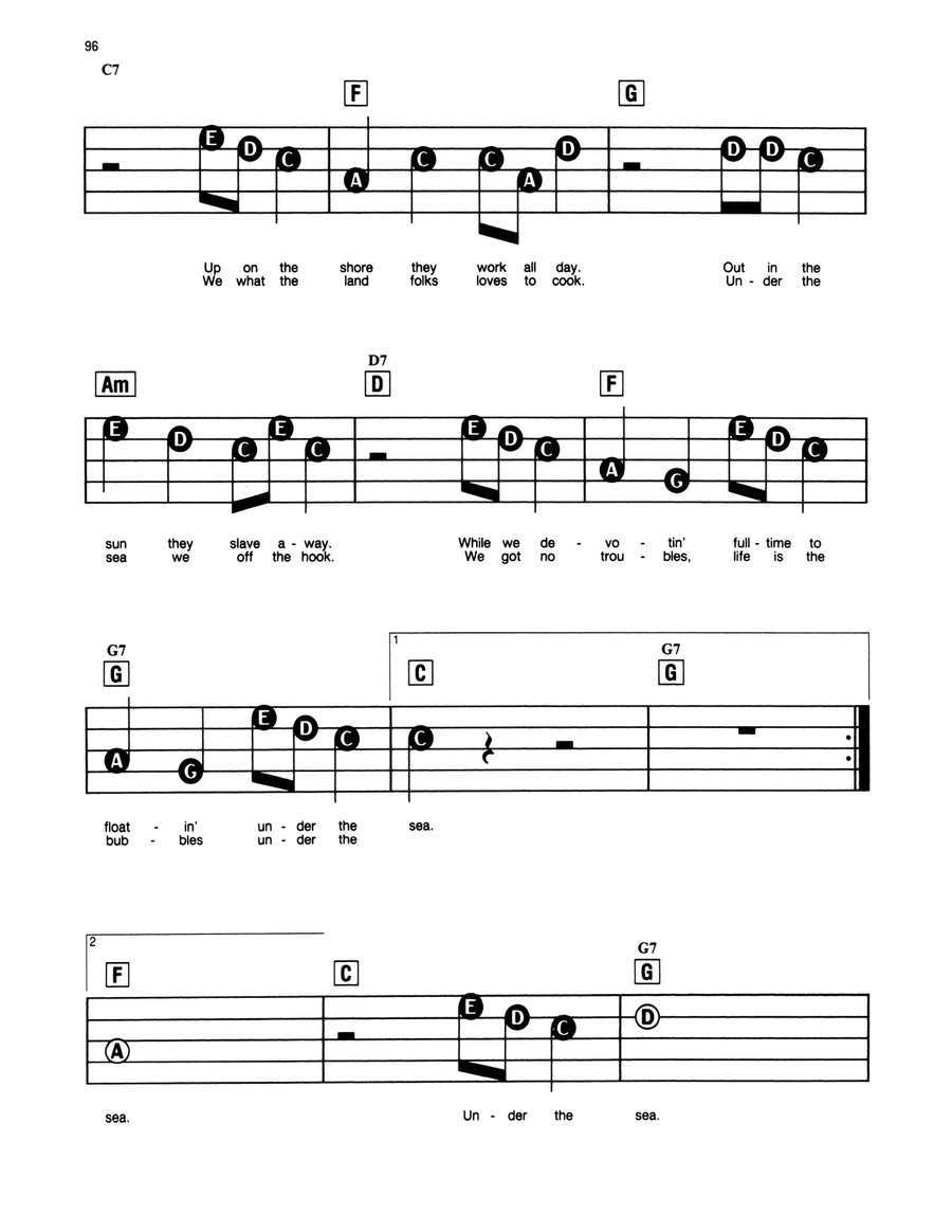 Under The Sea (from The Little Mermaid) Electronic Keyboard scores gallery preview page 3