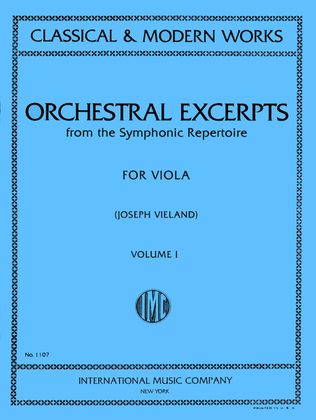 Book cover for Orchestral Excerpts - Volume I