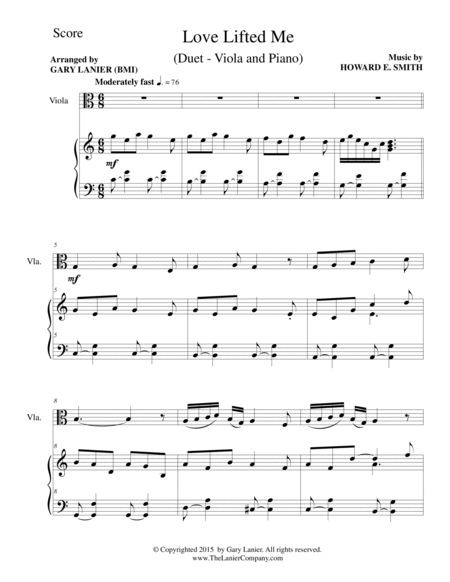 LOVE LIFTED ME (Duet – Viola and Piano/Score and Parts) image number null