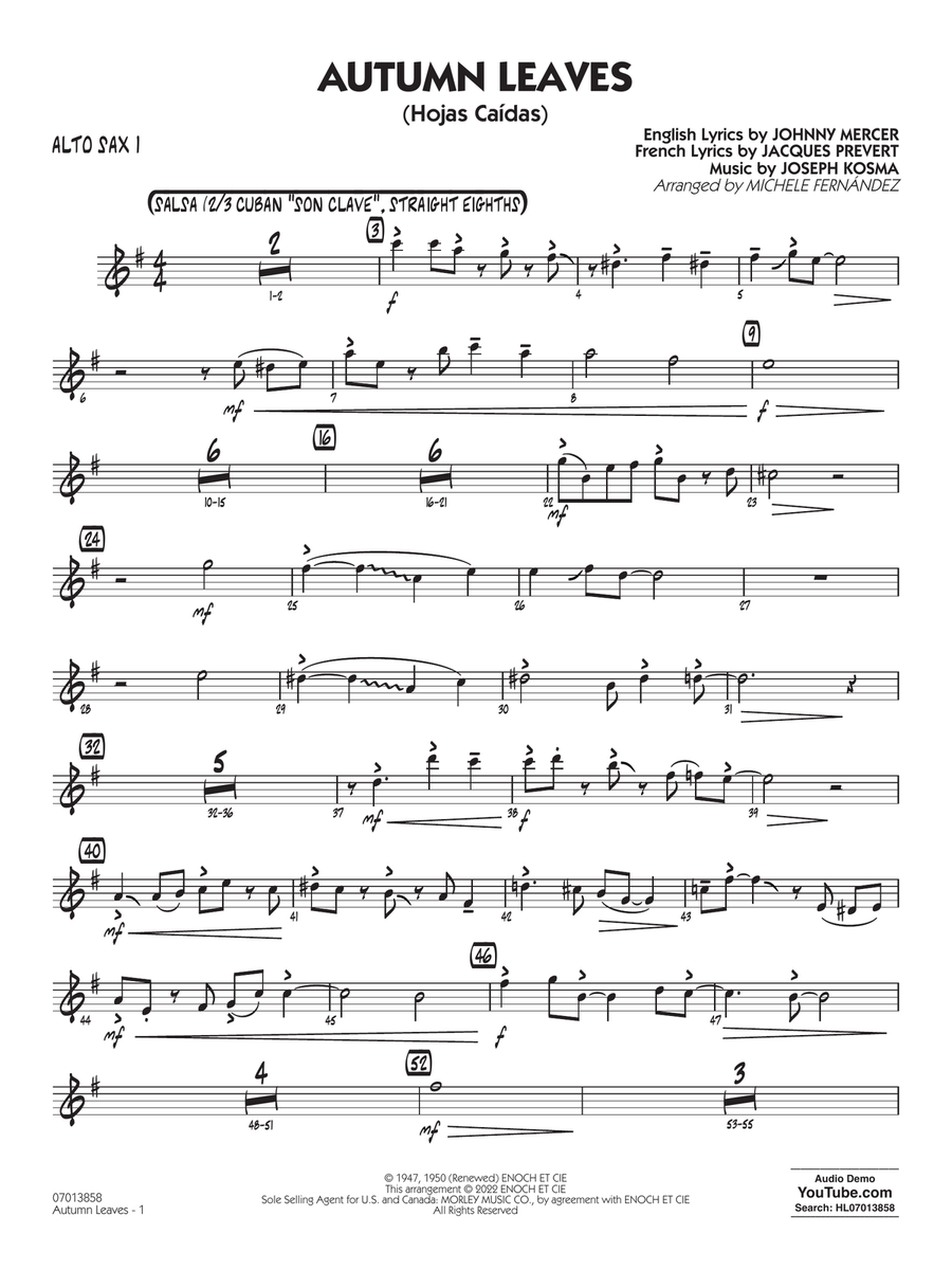 Autumn leaves jazz saxophone hot sale
