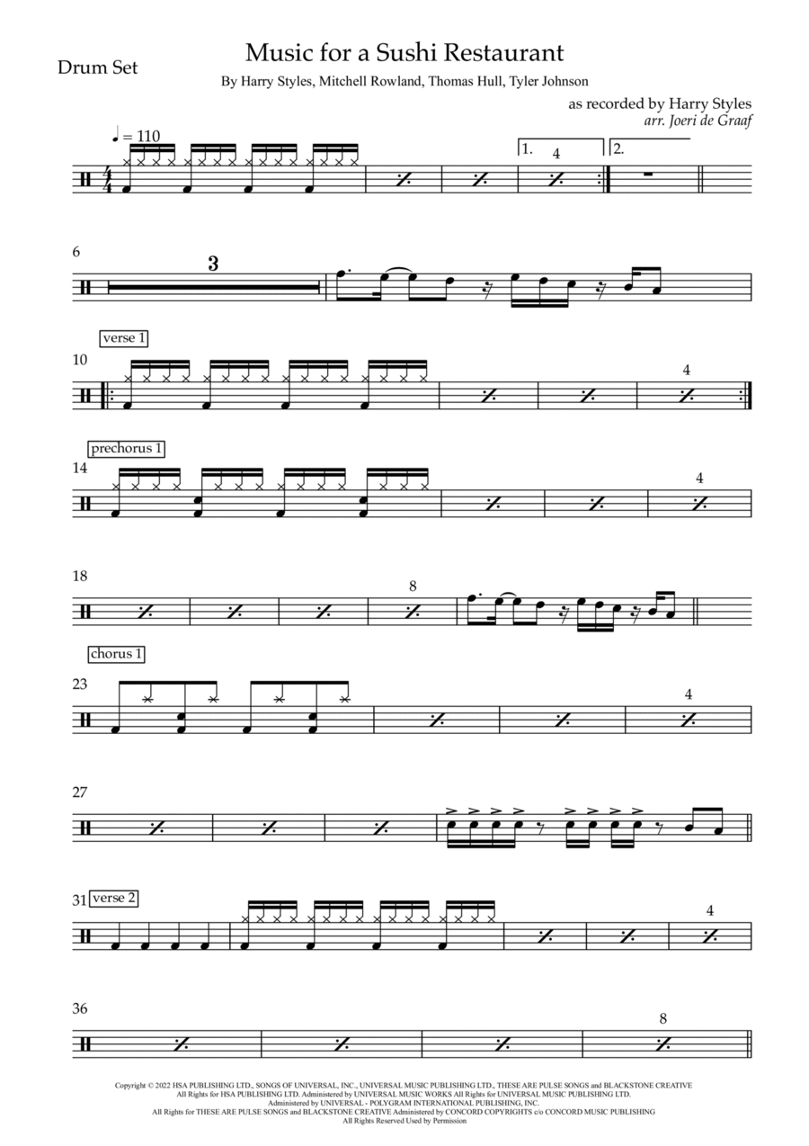 Music For A Sushi Restaurant Drum Set scores gallery preview page 1