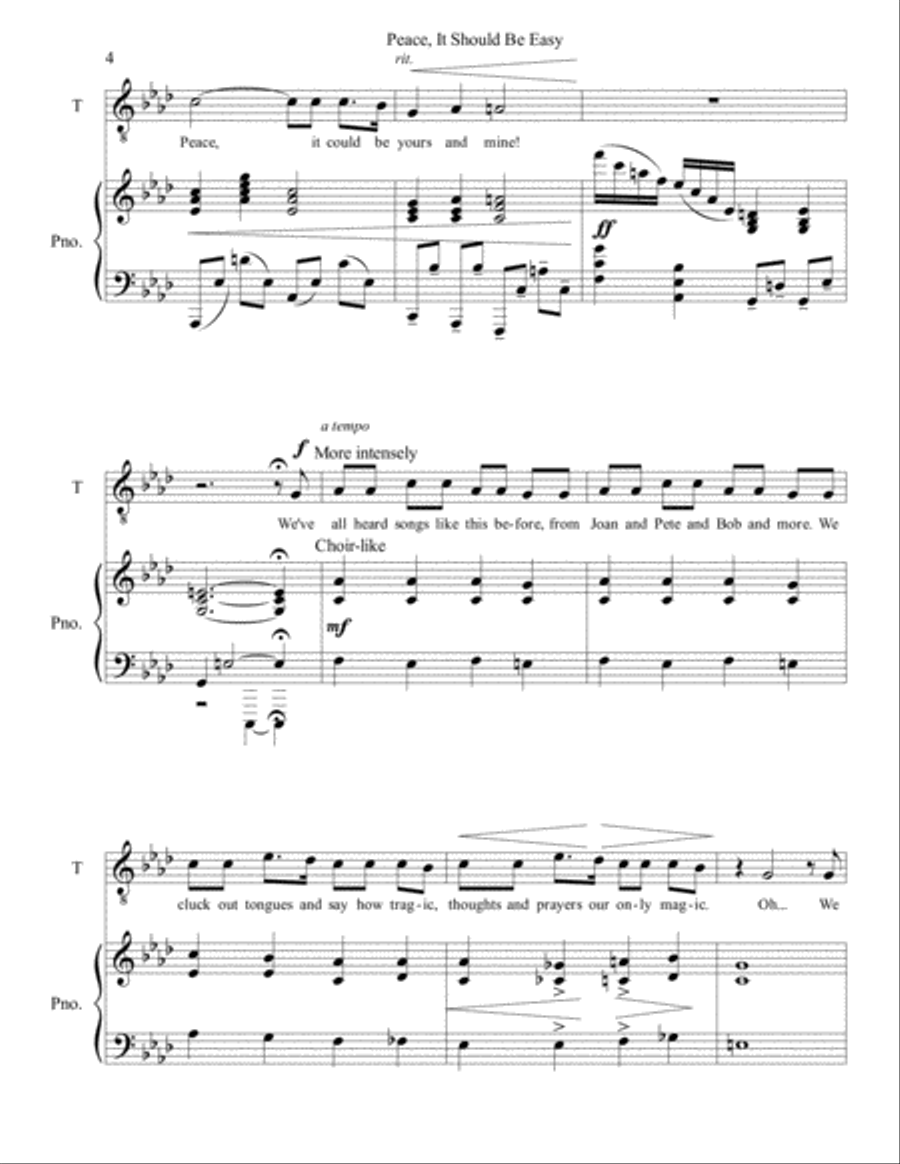 Peace, It Should Be Easy Tenor Voice scores gallery preview page 4