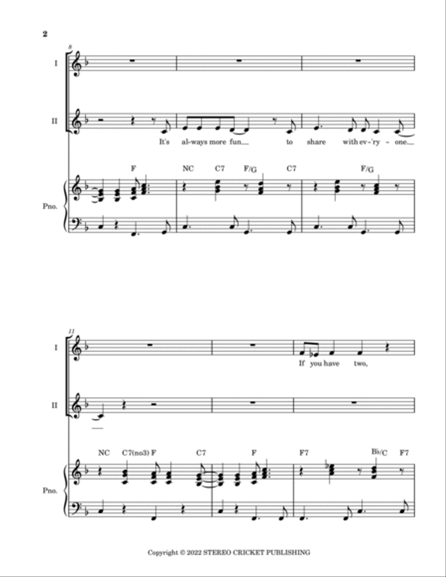 The Sharing Song Unison Choir scores gallery preview page 3