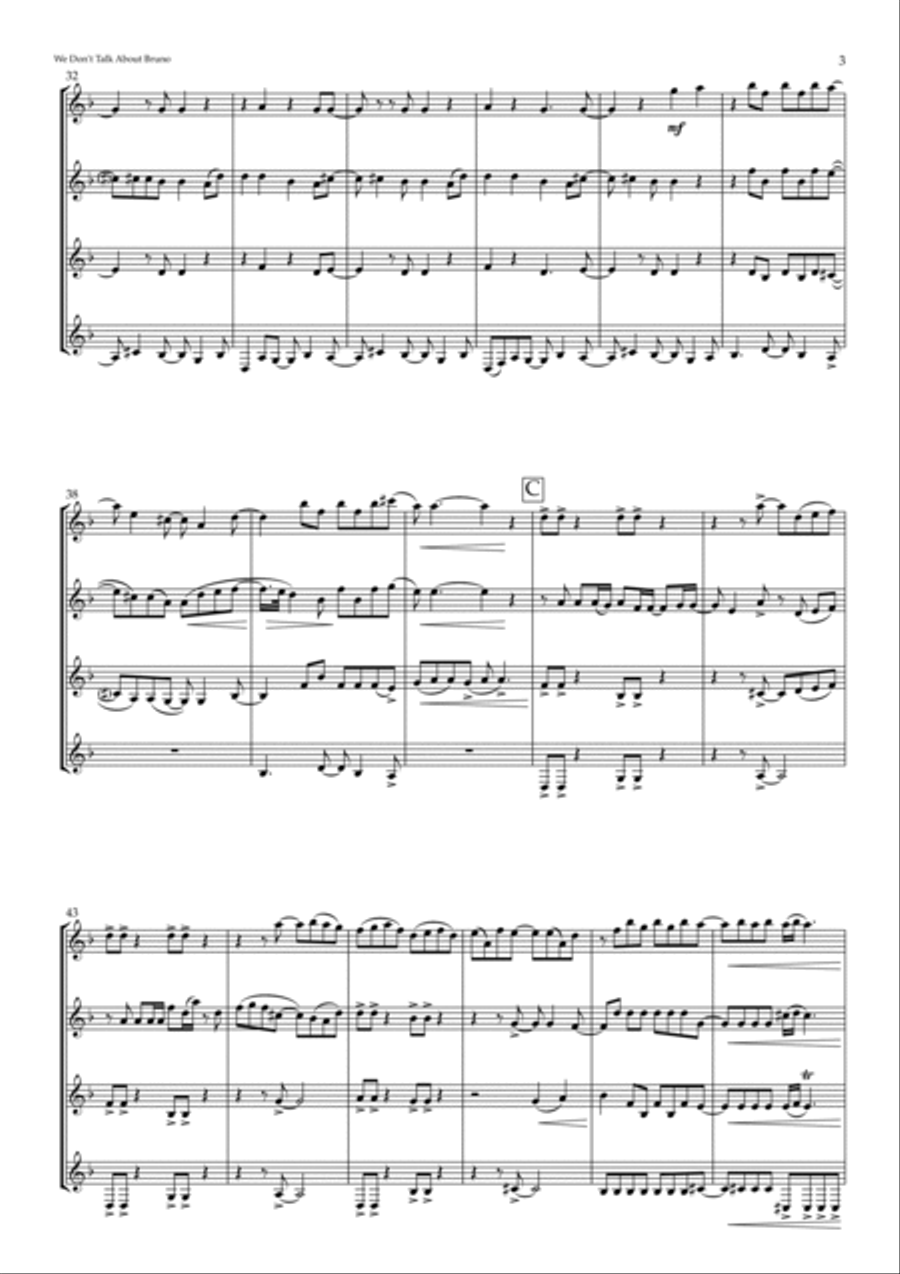 We Don't Talk About Bruno Clarinet Quartet scores gallery preview page 3