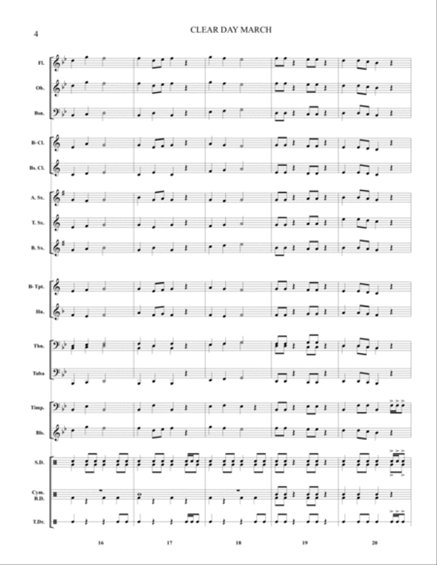 Clear Day March Concert Band scores gallery preview page 6
