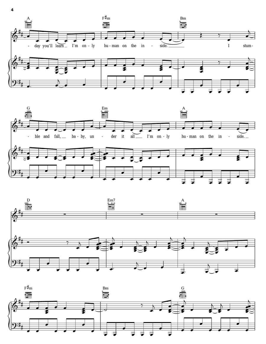 Human On The Inside Piano, Vocal, Guitar scores gallery preview page 4