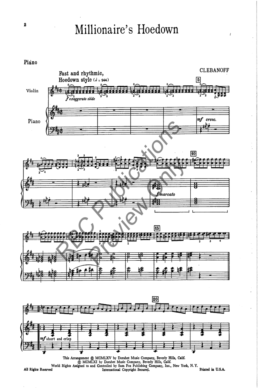 Millionaire's Hoedown Violin Solo Violin Solo scores gallery preview page 5