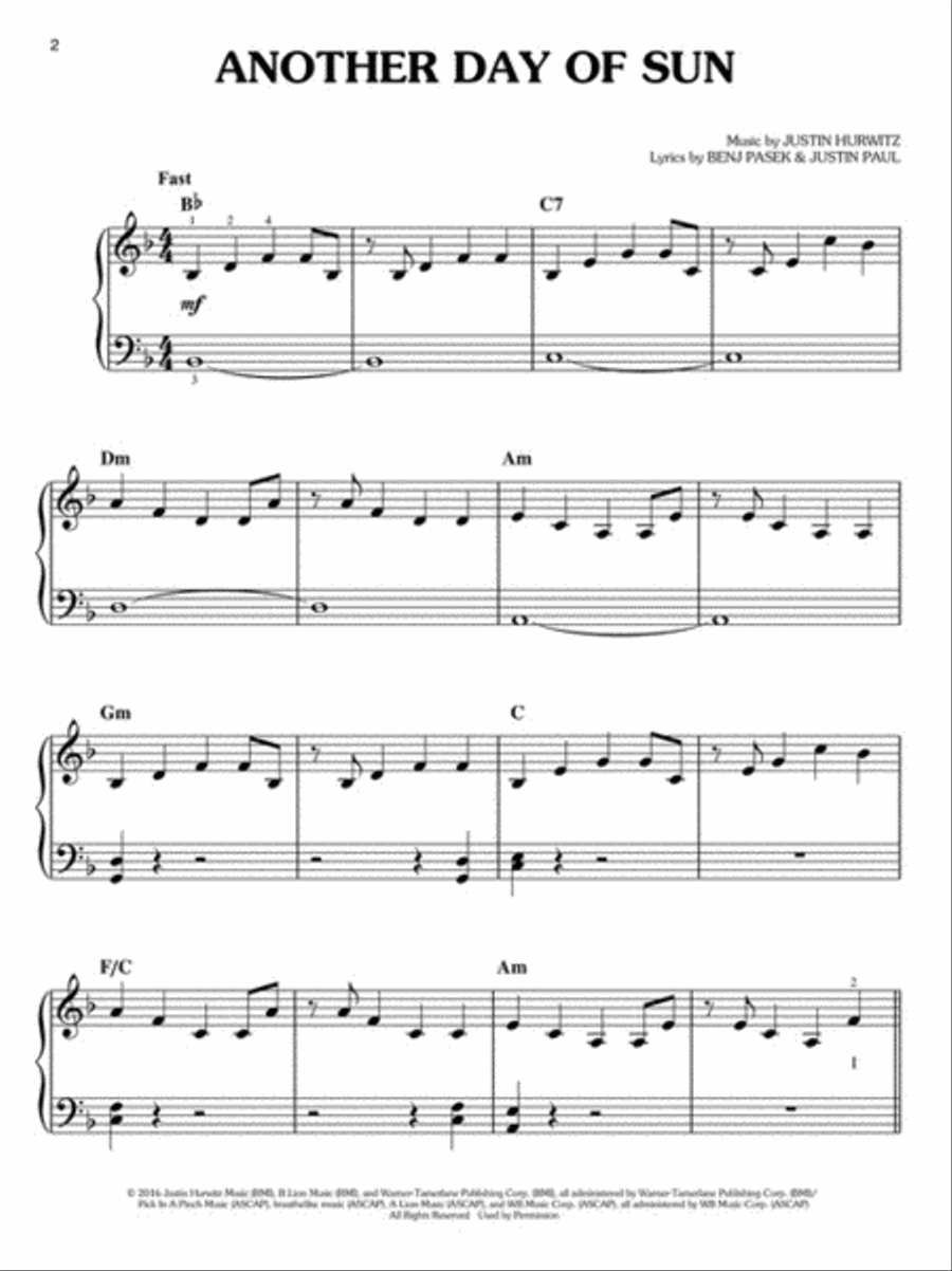 La La Land Piano, Vocal, Guitar scores gallery preview page 3