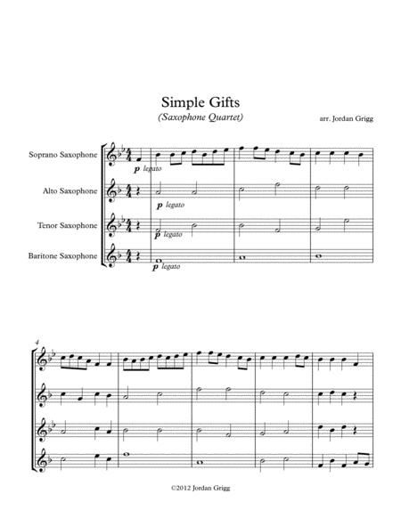 Simple Gifts (Saxophone Quartet) image number null