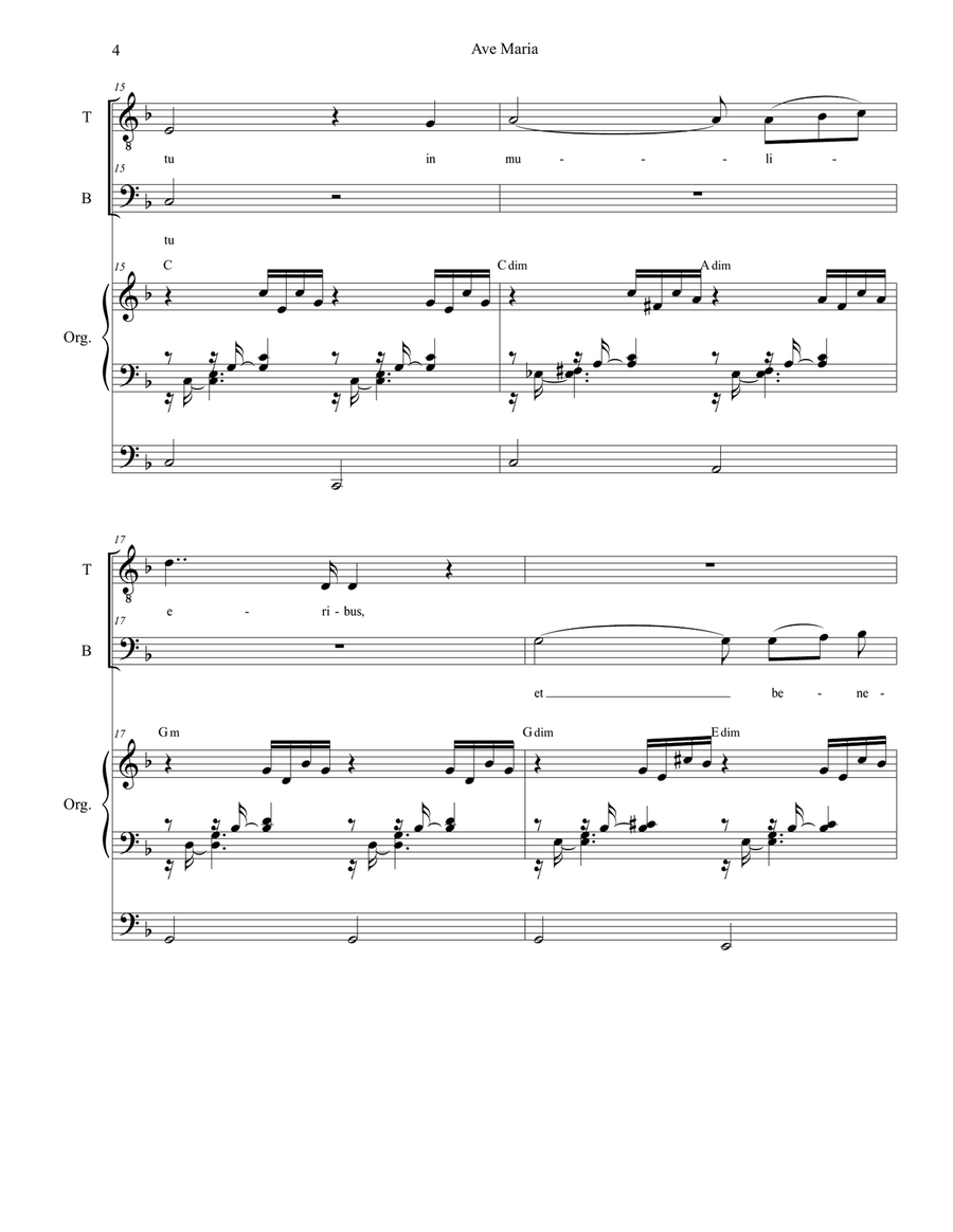 Ave Maria (for 2-part choir (TB) - High Key - Organ Accompaniment) image number null