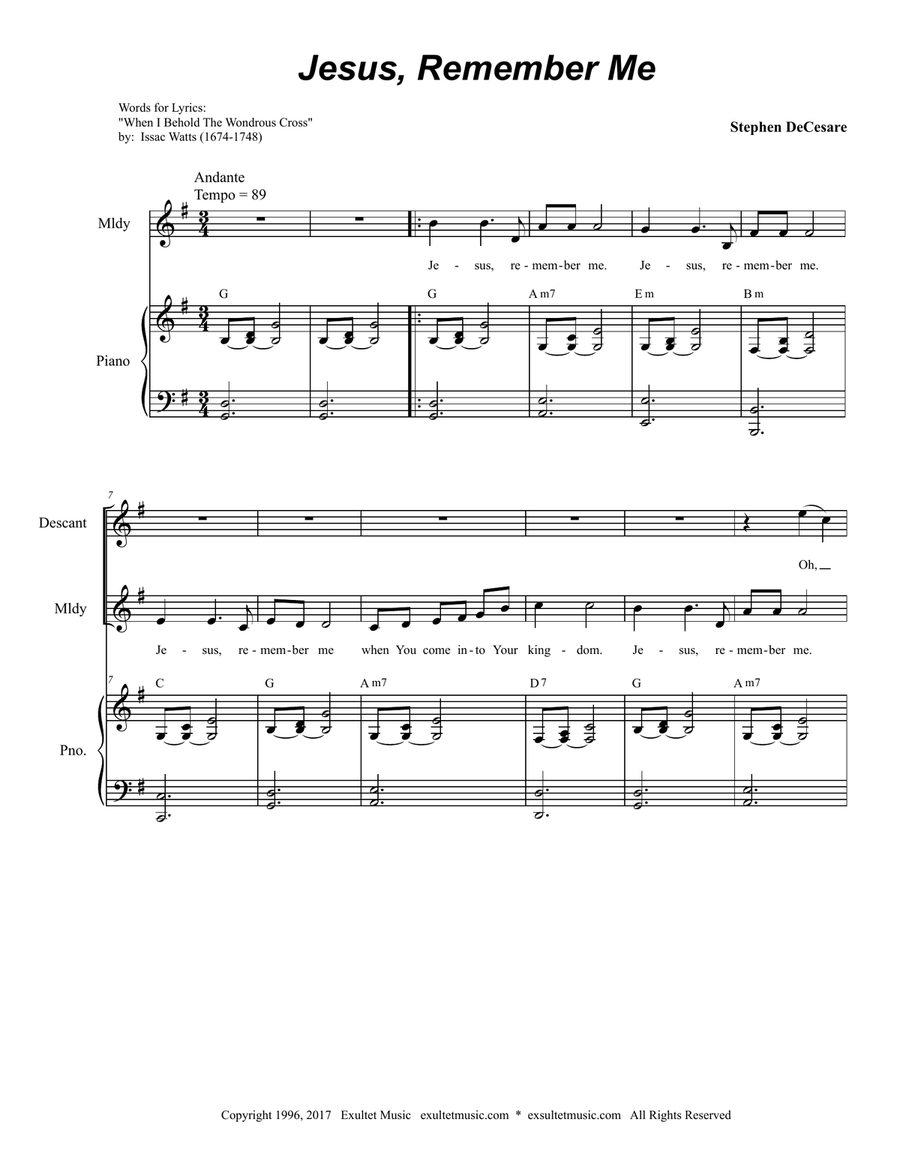 Jesus, Remember Me 3-Part scores gallery preview page 1