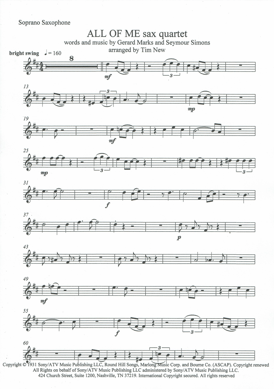 All Of Me Woodwind Quartet scores gallery preview page 5