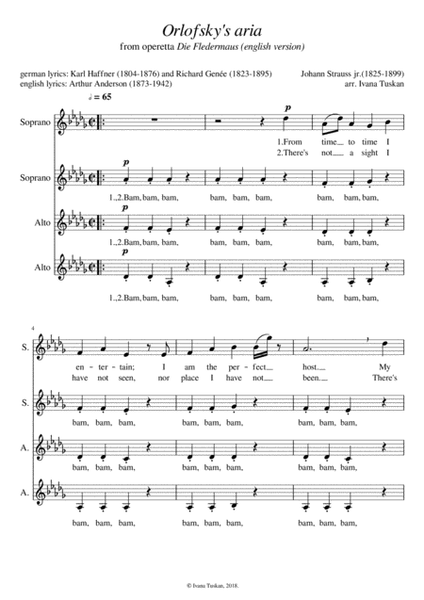Orlofsky's aria (Die Fledermaus), SSAA a cappella image number null