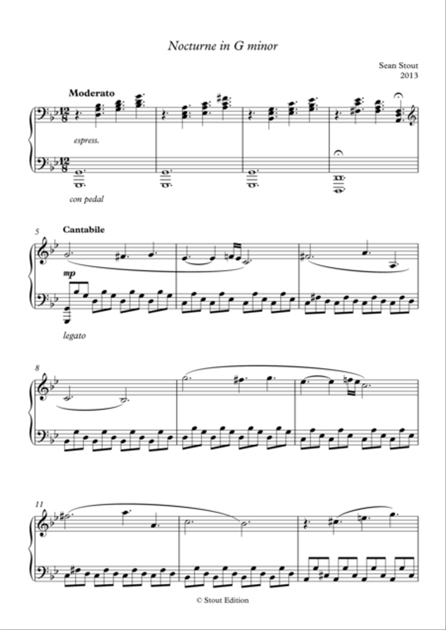 Nocturne in G minor Piano Solo scores gallery preview page 1