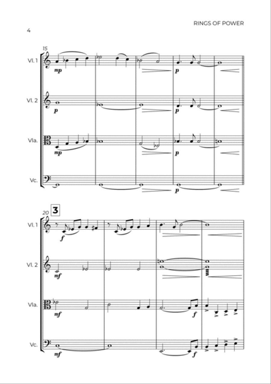 The Lord Of The Rings: The Rings Of Power String Quartet scores gallery preview page 4