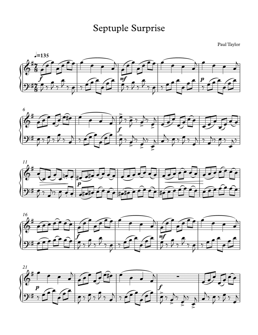 Septuple Surprise Piano Solo scores gallery preview page 1