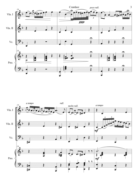Vittorio Monti - Czardas arr. for piano quartet - 2 violins, cello and piano (score and parts)
