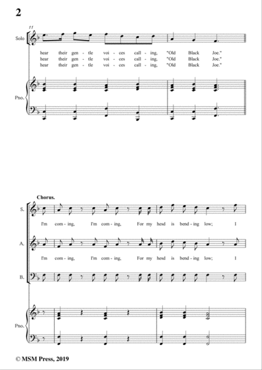 Stephen Collins Foster-Old Black Joe,in F Major,for Voice and Piano Voice Solo scores gallery preview page 4
